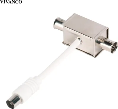 Produktbild von Zuverlässiger Koaxial Verteiler, 2-fach, TV Splitter, IEC Buchse zu 2 x IEC Stecker, Kunststoffgehäuse, WEEE und