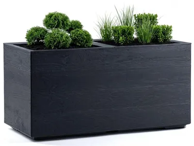 Produktbild von HowHomely Blumentopf 39x78xH39cm Blumenkübel auf Rollen anthrazit Holzoptik