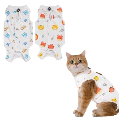 Katzen-Erholungsanzug, 2 Stück, atmungsaktiv, Größe M (2-4 kg)