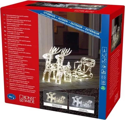 Productafbeelding van LED Acryl Set Slee met 2 Rendieren en Warm Witte Verlichting