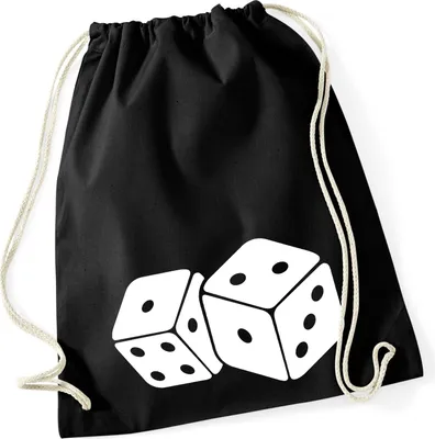 Produktbild von Huuraa Turnbeutel Würfel Dice 12 Liter Black Baumwolle Rucksack Geschenkidee