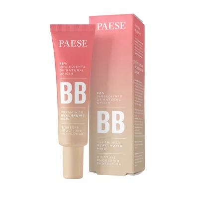 A product shot of a BB cream tube and its packaging against a white background.