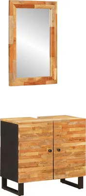 Image de Ensembles de salle de bain 2 pcs Naturel Bois de mangue massif