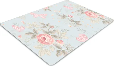 Produktbild von Stuhlunterlage Bürostuhlunterlage 120 cm x 90 cm Bodenmatte Bürostuhlunterlage - Rosen und Schmetterlinge.