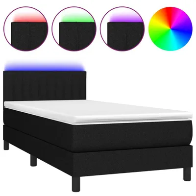 Produktbild von vidaXL Boxspringbett mit Matratze & LED Schwarz 90x190 cm Stoff