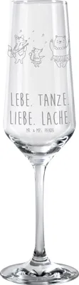 Produktbild von Mr. & Mrs. Panda Champagnerglas Waldtiere Aloha - Transparent - Geschenk, Wald, Kelchglas, Bär, Sektkelch, Trinkglas, Igel, Tanzen, Glas, Sektglas, Tiermotive, graviertes