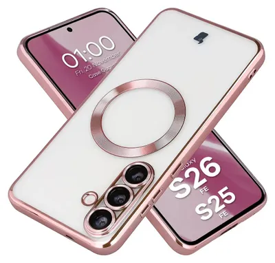 Produktbild von Handyhülle mit Kameraschutz und Magnetring für Galaxy S26 FE / S25 FE, Bizon Case GuardO, Transparent-Rosa