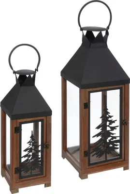 Produktbild von Laterne holz tanne metall x2 - Feeric Lights & Christmas