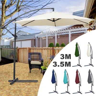 Produktbild von Riossad 3.5m Sonnenschirm Neigbar Ampelschirm Balkonschirm Marktschirm UV30+ GartenschirmحGrauح3.5m