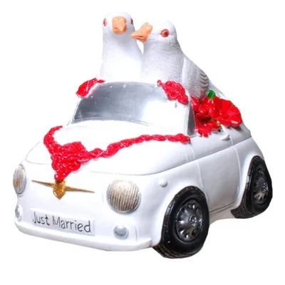 Produktbild von Spardose Tauben sitzen auf Hochzeitsauto