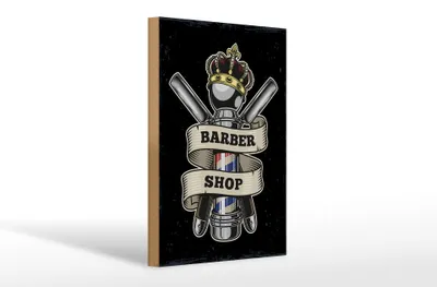 Produktbild von Holzschild Spruch Barbershop Friseur Salon Haare 20x30cm