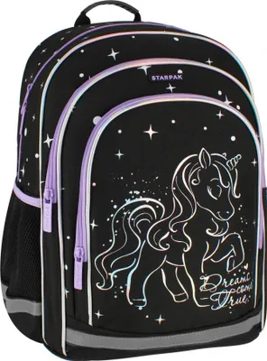 Produktbild von Starpak Schulrucksack Für Mädchen Einhorn Holo Schwarz Einhorn