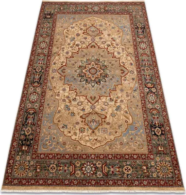 Produktbild von Teppich Wolle KESHAN Franse, Rosette orientalisch 7519/53555 beige / dunkelblau beige 300x380 cm