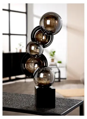 Produktbild von Glas Skulptur Rondo - schwarz und weiß - Höhe 39 cm, Breite 20 cm - Dekofigur - Glasskulptur