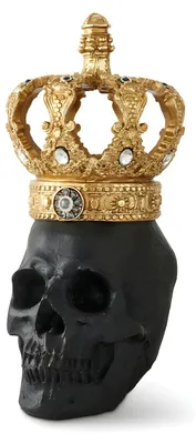 Produktbild von Schwarzer Totenkopf mit verzierter Königskrone 30cm