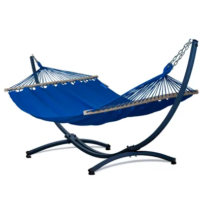 Produktbild von Potenza Outdoor Stabhängematte Hängematte mit Verzinkter Gestell für 2 Personen I 100% Baumwolle Merida Doppelhängematte XXL 215x160, 200kg I Hängemattengestell 220kg, wetterfest