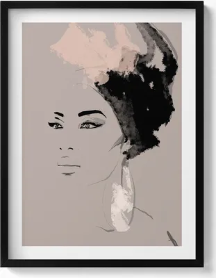 Produktbild von Abstraktes Porträt einer Frau– Wandbild mit Rahmen – Gerahmtes Bild  – Wanddekoration – 60x80 cm –  Schwarz Rahmen