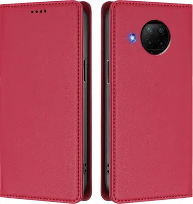 Obrázek produktu pro Kožené pouzdro pro Xiaomi Mi 10T Lite, magnetické flipové pouzdro zPolyuretankůže se stojánkem Červená