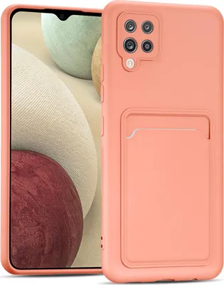 Productafbeelding van Telefoonschaal voor Samsung Galaxy A42 5G, siliconen beschermhoes met kaarthouder, slanke portemonnaiehoes, roze