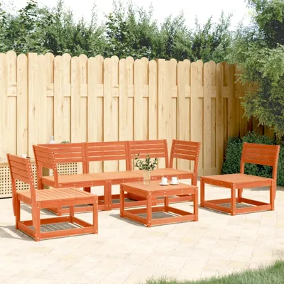 Produktbild von Design 5-tlg. Garten-Sofagarnitur Wachsbraun Massivholz Kiefer, Gartenmöbel-Sets 2024 Neu