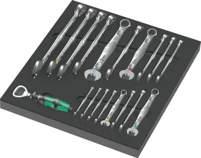 Produktbild von 9731 Schaumstoffeinlage 6003 Joker Set 1, 19?teilig (schwarz/grau, Maul-Ringratschenschlüssel-Satz, in Schaumstoffeinlage für Werkstattwagen)