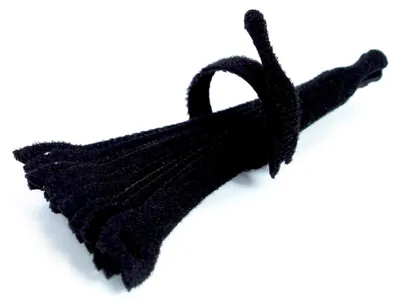 Produktbild von 10 Stück Klettkabelbinder 10 cm schwarz beidseitig wiederverwendbar