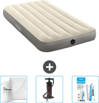 Immagine prodotto di Lettino Intex - 1 persona - 99 x 191 x 25 cm - Beige - Include lenzuola - Pompa e kit di riparazione