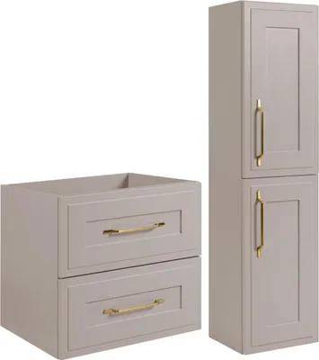 Obrázek produktu pro RODAN | Sada Nábytku do Koupelny - 60 cm a 136 cm - Béžová Matná - Funkční Design - Elegantní Koupelnové Mobiliáře - CLASSIC