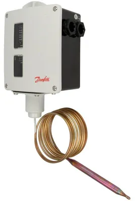 Produktbild von Danfoss Thermostat RT123 mit Kapillarrohrfühler, einpoligem Umschaltkontakt, IP66