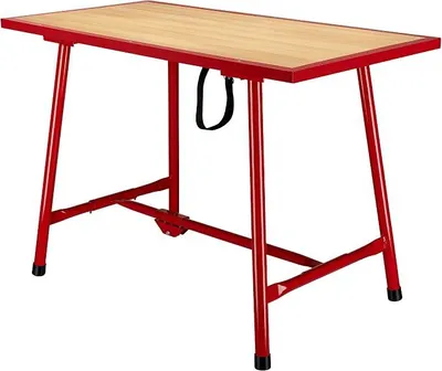 Immagine prodotto di Banco da lavoro 120 x 62,5 x 83 cm, pieghevole, tavolo da lavoro pieghevole, banco da lavoro pieghevole con capacità di carico fino a 300 kg, attrezzatura da officina in acciaio e legno