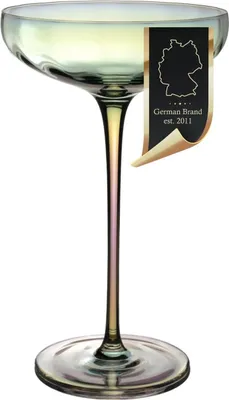 Produktbild von Intirilife Martini Glas mit Regenbogen Schimmer und Wellenform - 140 ml Füllmenge - Cocktail Glas Schale Spülmaschinenfest Kristallglas stoßfest