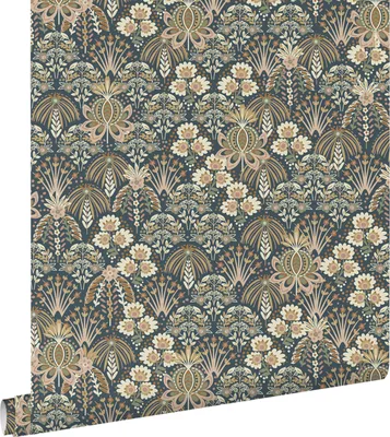 Zdjęcie produktu dla ESTAhome Tapeta vintage kwiaty w stylu secesyjnym szaro-granatowym 50 x 900 cm
