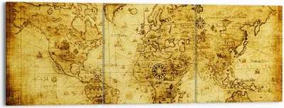 Produktbild von Bild auf Leinwand - Leinwandbild - Karte Welt Kontinente - 150x50cm - Wand Bild - Wanddeko - Leinwanddruck - Bilder - Kunstdruck - Wanddekoration - Leinwand bilder - Wandkunst - CA150x50-0127