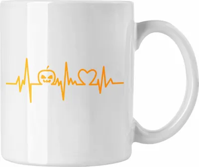 Produktbild von Trendation - Halloween Tasse Kürbis Dekoration Becher Herzschlag Kürbis (Weiß)