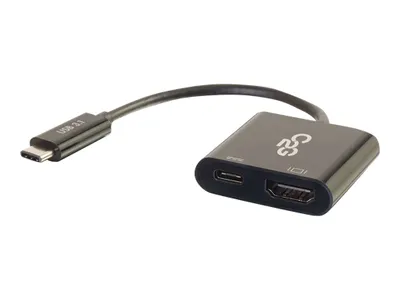 Produktbild von C2G USB C to HDMI Audio/Video Adapter w/ Power Delivery - USB Type C to HDMI Black - Externer Videoadapter - USB-C - HDMI - Schwarz