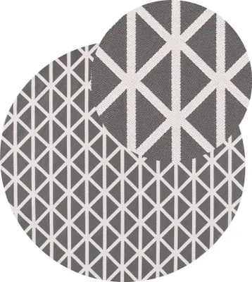 Produktbild von BELIANI Outdoorteppich Grau und Weiß 120 cm Rund Geometrisches Muster Modern Indoor Outdoor Terrasse Balkon Garten