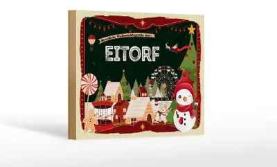 Produktbild von Holzschild Weihnachten Grüße aus EITORF Geschenk Dekoration  18x12 cm