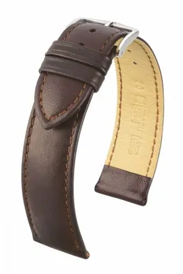 Produktbild von HIRSCH Merino- unstrukturiertes Leder in verschiedenen Farben (Länge: L (120mm / 80mm) / Anstoßbreite: 18 (zu 16) / Schließe: Edelstahl (Silber) / Sonderanfertigung*: nein / Farbe / Naht: Braun matt / Braun / Polsterung (Ansatz / Schließe) in mm: 3,0 mm / 2,5 mm)