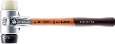 Produktbild von HALDER SIMPLEX Hammer Gefüllter Gummi / Nylon mit Aluminiumgehäuse und Holzstiel - D=50 mm - 3128.050
