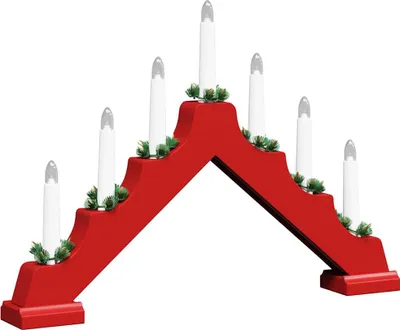 Obrázok produktu pre Vianočný sviečkový most so 7 LED diódami červený 39,5 x 5 x 29 cm