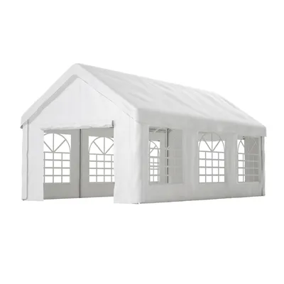 Produktbild von Zeltgarage 3x6m XL mit 2 Rolltoren - Durchfahrts-Auto-Unterstand, wasserdicht & UV-beständig - Robuste Ganzjahres-Lagerhalle aus Stahl