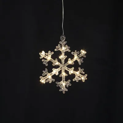 Produktbild von LED-Acryl-Schneeflocke 'Icy Star' - 16 warmweiße LED - H: 18cm - schwarz/klar - Batteriebetrieb - Timer