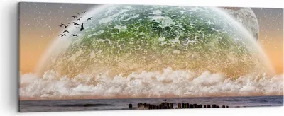 Produktbild von Bild auf Leinwand - Leinwandbild - Abstraktion Planet Erde Globus - 140x50cm - Wand Bild - Wanddeko - Leinwanddruck - Bilder - Kunstdruck - Wanddekoration - Leinwand bilder - Wandkunst - AB140x50-0353