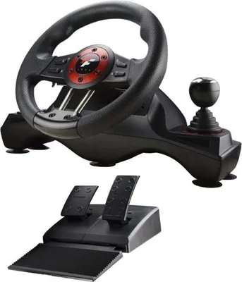 Produktbild von Flashfire WH-2304V, Lenkrad + Pedale, PlayStation 4, Playstation 3, Xbox One, 270°, Schwarz, Rot, 430 mm, 300 mm