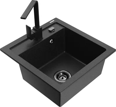 Produktbild von Mexen Vito 1-Becken-Granit-Spüle mit Mischbatterie Rita, Schwarz/Silbermetallic - 6503-73-670300-70-B