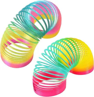 Productafbeelding van Regenboogspiraal veer speelgoed gadget - Set van 2 - Kinderen Mini-Veer Grappige Regenboogbronnen Sensorisch