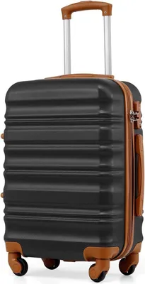Produktbild von COOLIFE Hartschalen-Koffer Trolley Rollkoffer Schwarz/Braun TSA-Schloss 4 Rollen