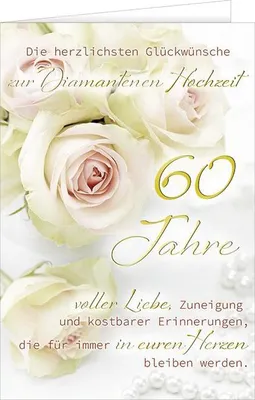 Produktbild von Diamanthochzeit Glückwunschkarte mit Briefumschlag Glückwünsche zum 60. Hochzeitstag