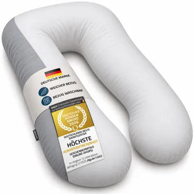 Produktbild von Smoothy Schwangerschaftskissen Jr. in U-Form Duo – Seitenschläferkissen & Stillkissen inkl. Baumwollbezug abnehmbar & waschbar Grau