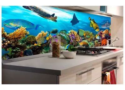 Produktbild von Küchenrückwand Folie selbstklebend FISCHE IM OZEAN 180 x 60 cm - Klebefolie - Dekofolie - Spritzschutz für Küche -